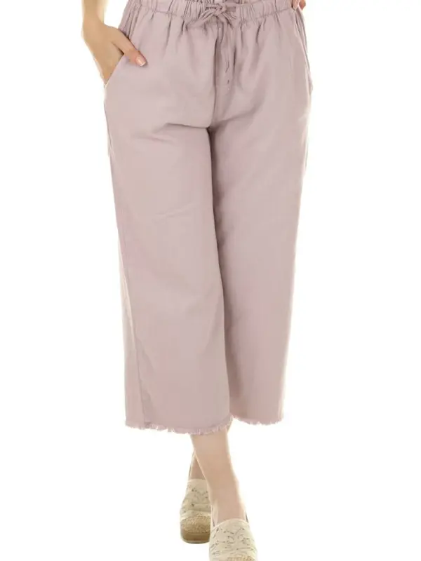 Drawstring Linen Culotte in mauve