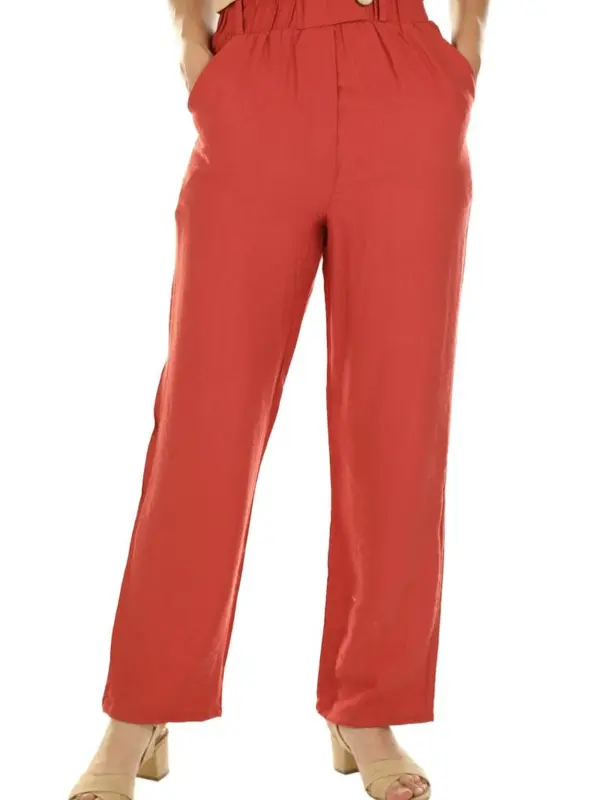 High-Waist Linen Trouser in chilli